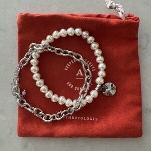 NWT Anthropologie silver and pearl anklet